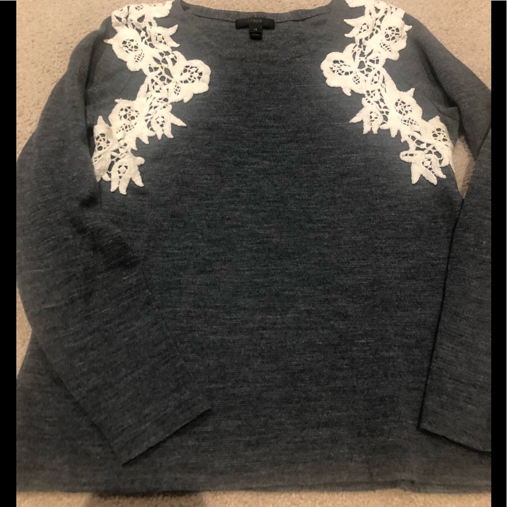 J crew grey sweater with lace